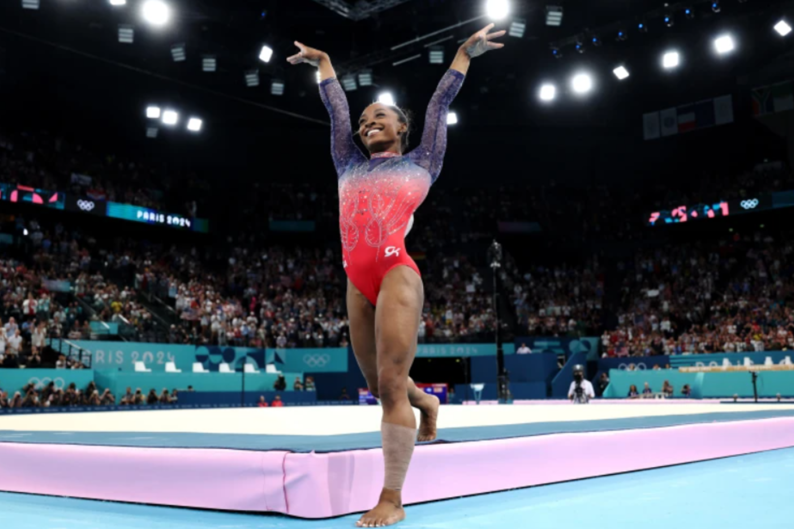 Simone Biles Breaking Barriers in Gymnastics and Mental Health Fan Arch