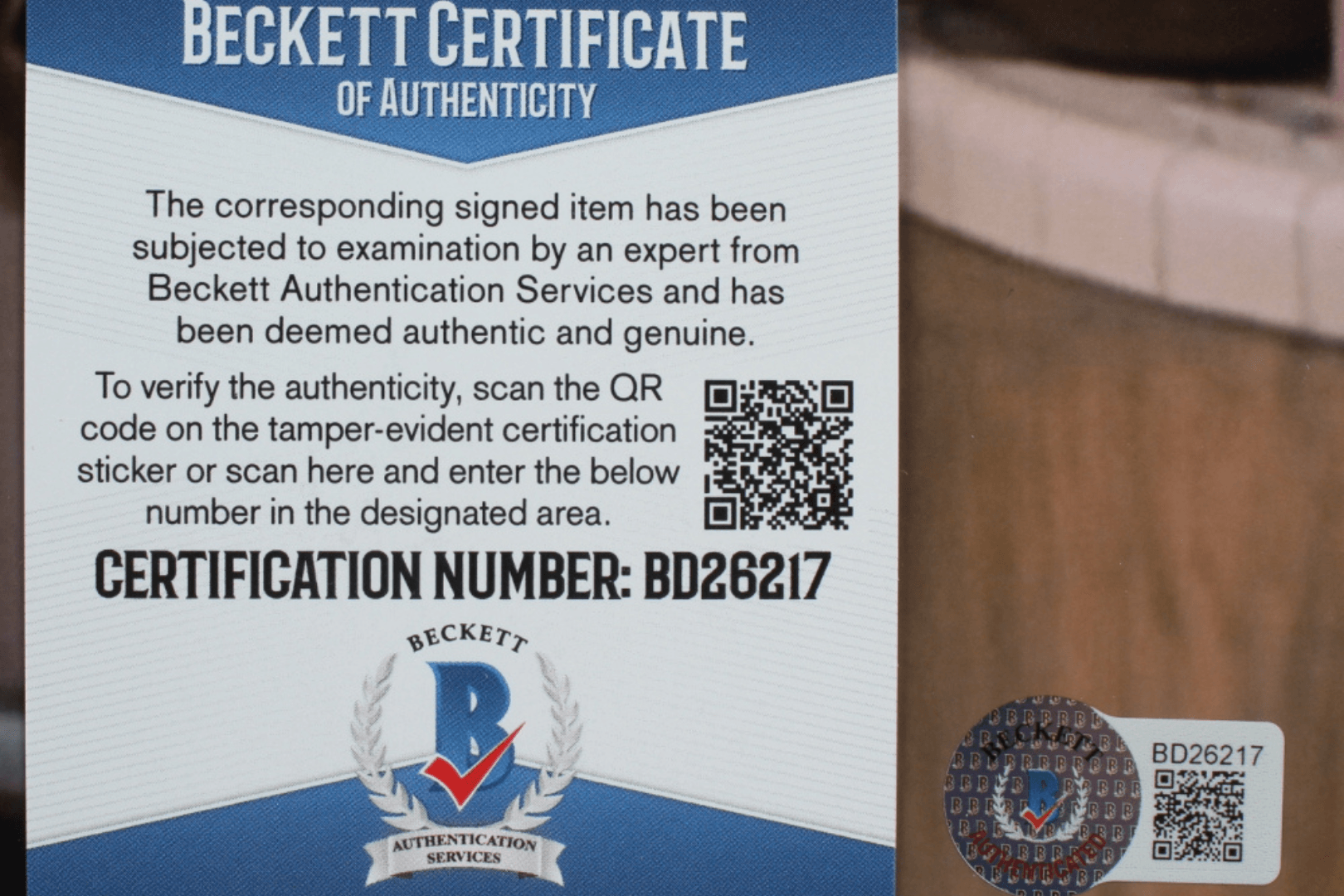 How much does Beckett charge to authenticate? Fan Arch