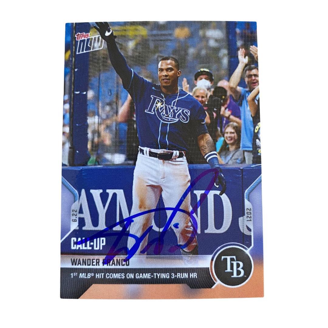 Wander Franco Signed 2021 Topps Now Baseball Card #402 Rays 1st Career Hit Beckett COA - Fan Arch