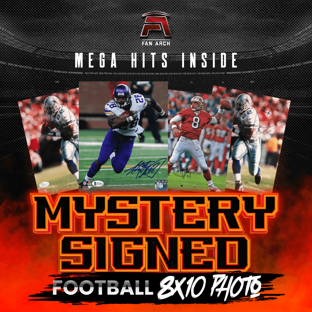 Fan Arch's Mystery Signed Football 8x10 is the best gift for any sports fan including Mystery 8x10 Photo Signatures of NFL Legends, Pro Bowlers and More!